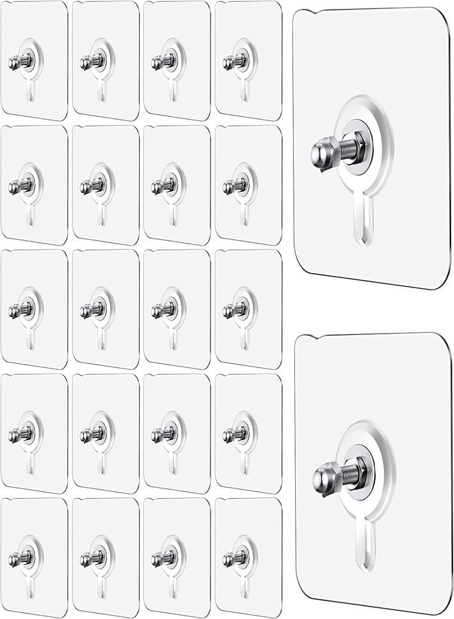 Swaze Wall Hooks, Self Adhesive Made in India (NOT China) Hooks, Heavy Duty Strong for Kitchen Accessories Items Stainless Steel, Sticky Nail Patch No Drilling (Adhesive Nail/Wall Hook, Pack of 20) - Image 1